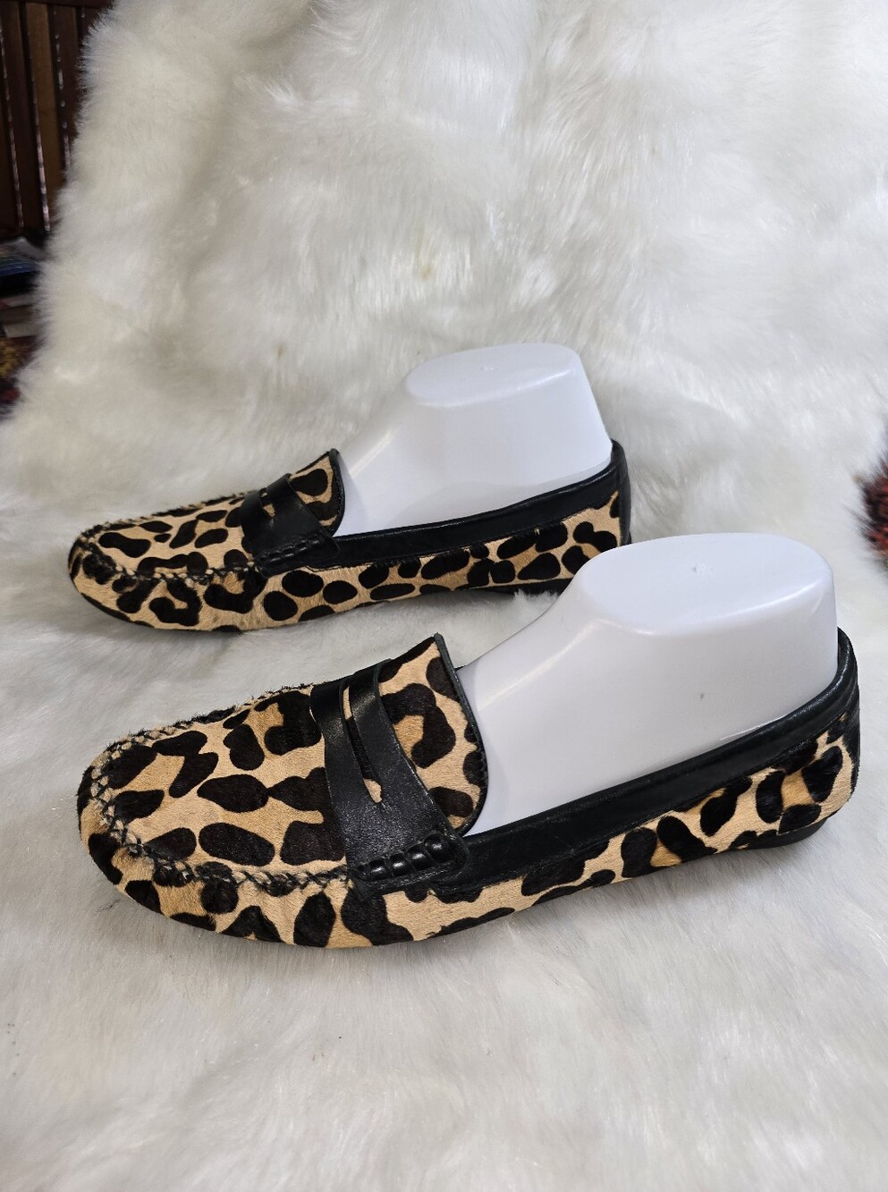 Vaneli Aiker Womens Leopard Print Penny Loafers - Black & Tan
